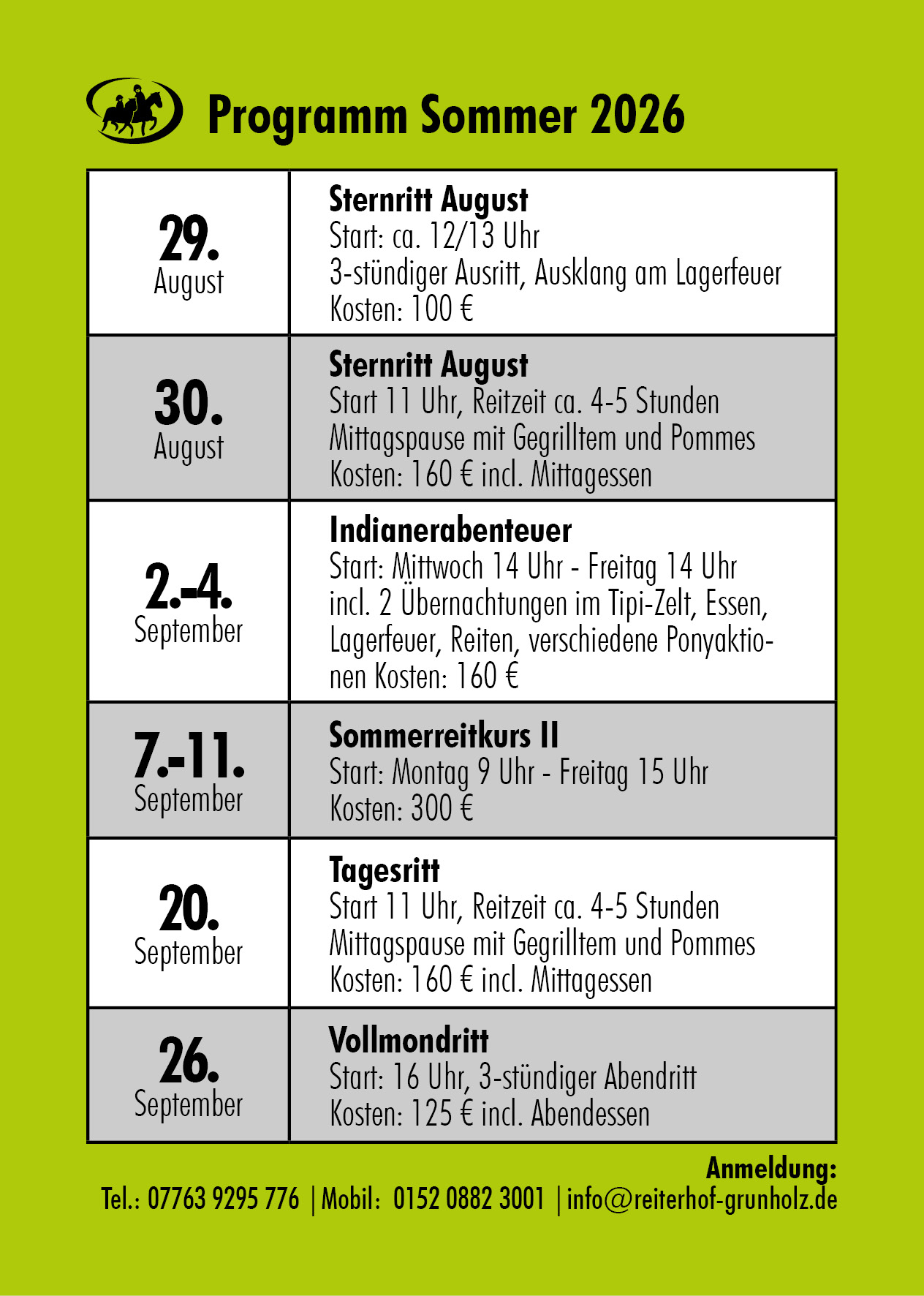 Sommer-Programm 2026