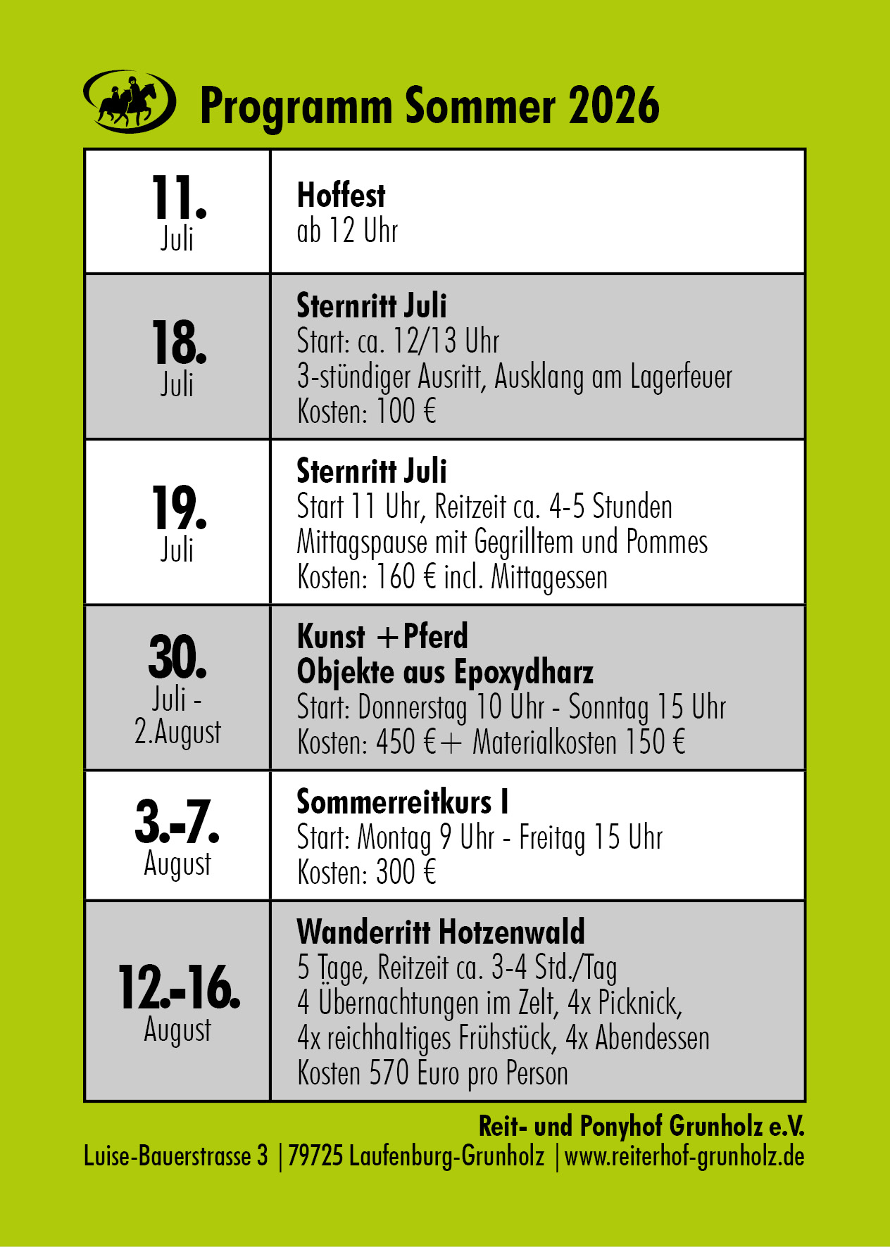 Sommer-Programm 2026